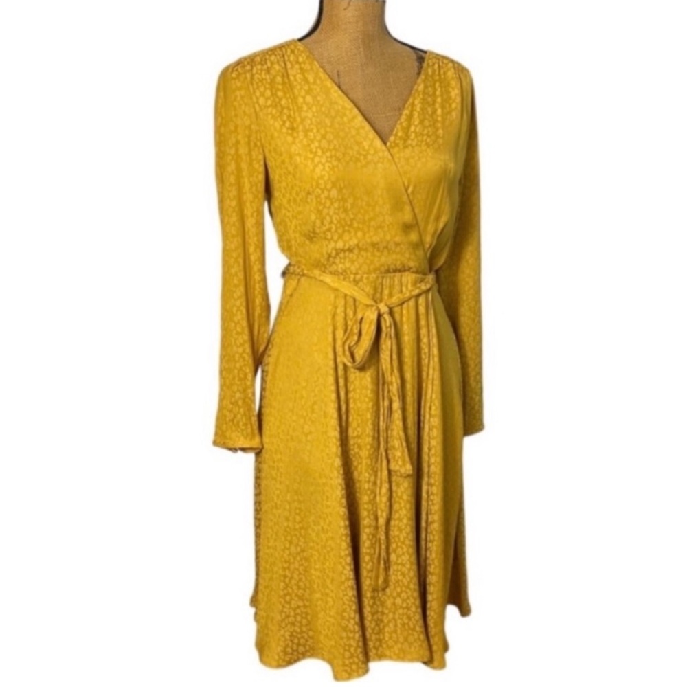 Ann Taylor Yellow Long Sleeve Wrap Dress